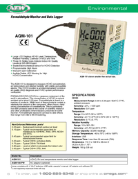 Thumbnail of document Data Sheet - AQM-101 Formaldehyde Monitor & Data Logger w/LCD Display